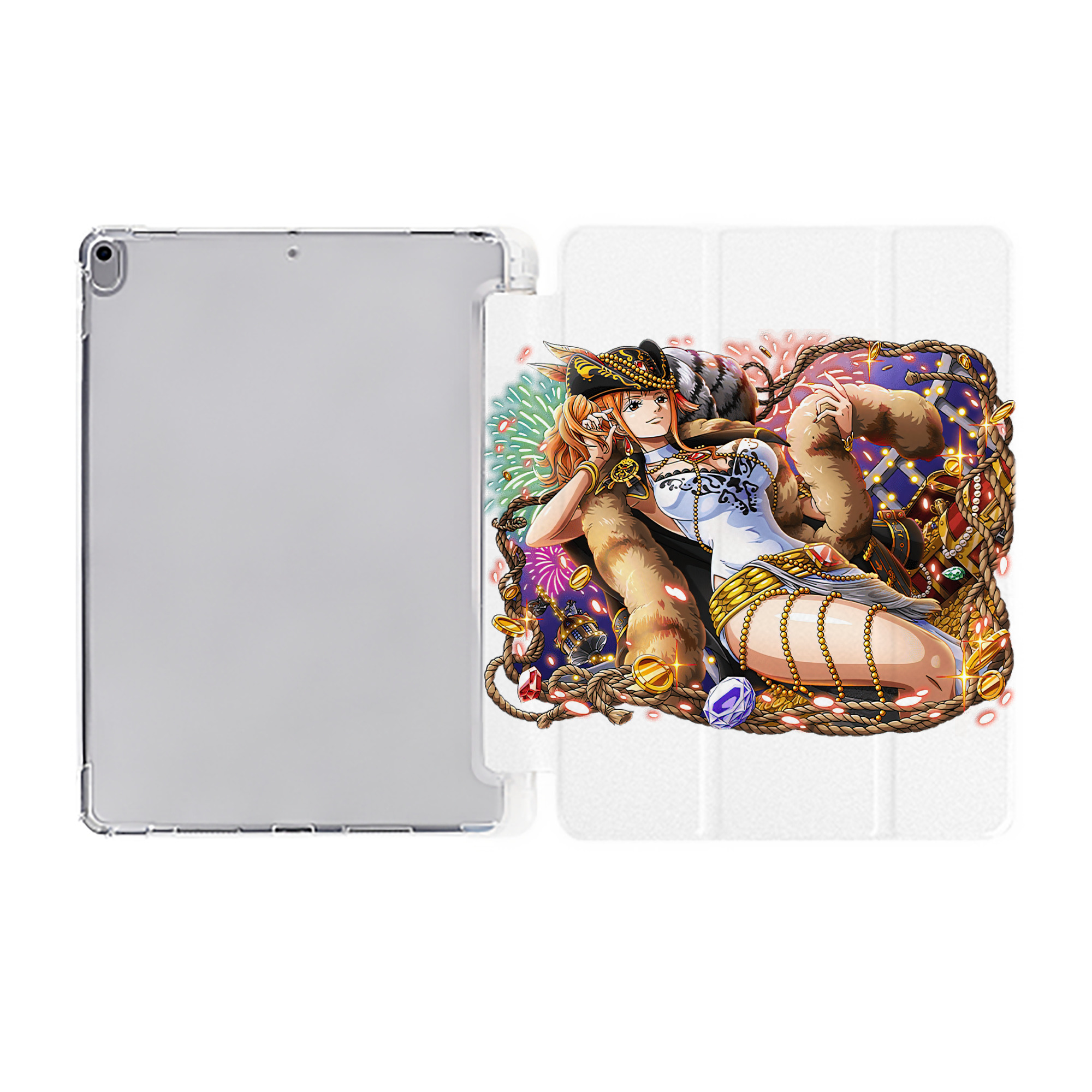（画像用） ワンピース ナミ ONE PIECE Nami IPad ケース ペン収納付き 三つ折りスタンド PUレザー×シリコン 対応機種9.5/10.5/10.9インチ